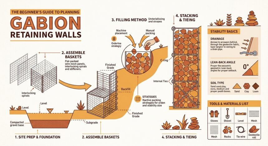Gabion retaining wall baskets